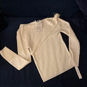 Reformation Cream Ribbed Off-Shoulder Top